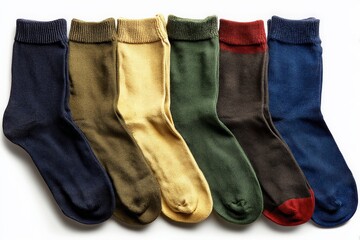 Aufkleber - Colorful collection of cotton socks arranged neatly on a white background