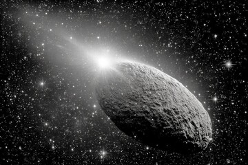 Aufkleber - Celestial body with bright tail traveling through the vastness of space, showcasing the beauty of the cosmos at night
