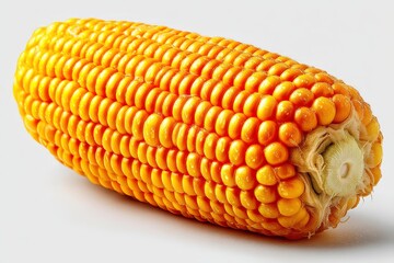 Poster - Bright yellow corn cob showcasing vibrant kernels and texture on a neutral background