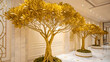 © Ikz Digital Artworks - Luxurious Indoor Setting with Golden Ornamental Trees in Elegant Environment