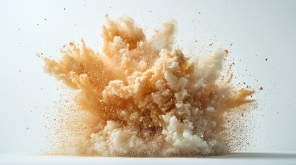 Poster - Abstract colorful paint splashes exploding in mid-air on a white background, no text or logo