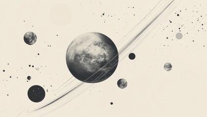 Wall Mural - celestial bodies in a cosmic expanse