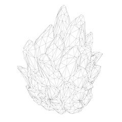Poster - A white background with a black and white drawing of a crystal. The crystal is made up of many small triangles