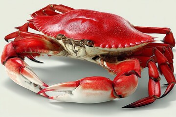 Poster - Bright red crab perched on a surface showcasing detailed texture and features in a natural light setting