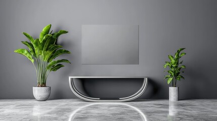 Aufkleber - Modern stainless steel tabletop mockup with minimal reflections and neutral gray background