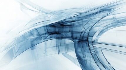 Aufkleber - Ethereal Blue Abstract Lines and Geometric Structures Digital Artwork
