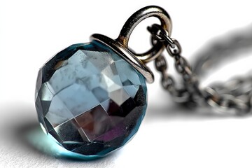 Aufkleber - Jewelry pendant with intricate faceted design, showcasing a shimmering blue gemstone illuminated by natural light