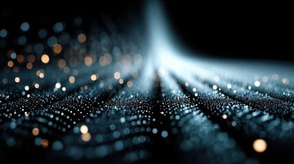 Poster - 3d abstract dark blue background with dots pattern vector design technology theme dimensional dotted flow in perspective big data nanotechnology,stock photo