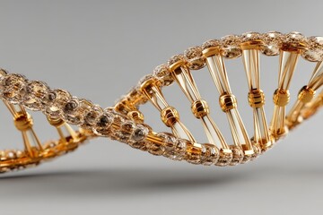 Poster - Elegant golden DNA double helix with intricate design reflecting advanced biotechnology concepts