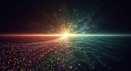 Wall Mural - colorful cosmic expanse with a radiant center.