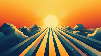 Poster - A vector of angled sun rays extending from the top of the image, with each ray drawing attention to different sections of the design.