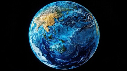 Poster - A vibrant Earth map from space, emphasizing the natural features of each continent and their distinct climates, with an expansive view of oceans and seas