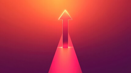 Poster - A vibrant red arrow pointing upwards against a bright gradient background, representing progress, ambition, and forward movement