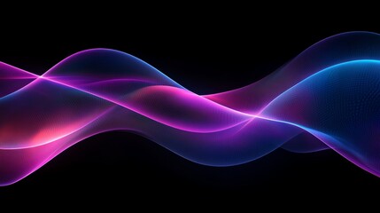 Aufkleber - Abstract Waveform Gradient Flow on Black Background for Digital Design