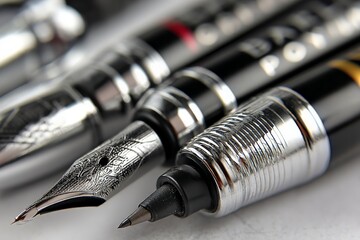 Poster - Elegant writing instruments displayed on a surface showcasing craftsmanship and design details in a well-lit environment