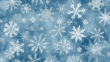 Poster - winter-themed pattern with delicate snowflakes in icy blue and silver tones, evoking a frosty and festive feel