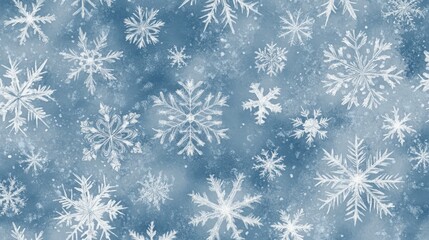 Poster - winter-themed pattern with delicate snowflakes in icy blue and silver tones, evoking a frosty and festive feel