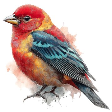 A robin bird on white background