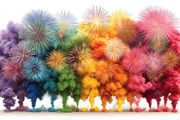 Aufkleber - Colorful fireworks display illuminating the night sky during a festive celebration over a city skyline