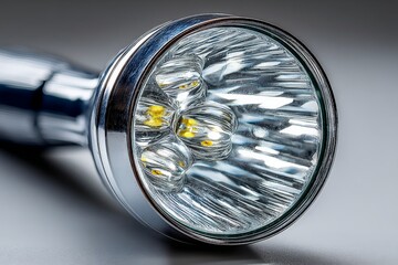 Poster - Bright flashlight with multiple LED bulbs rests on a clean surface highlighting advanced illumination design