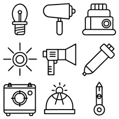 Fototapete - Minimalist line art icons representing communication and technology elements
