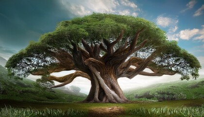 Wall Mural - illustration of a big fantasy old tree