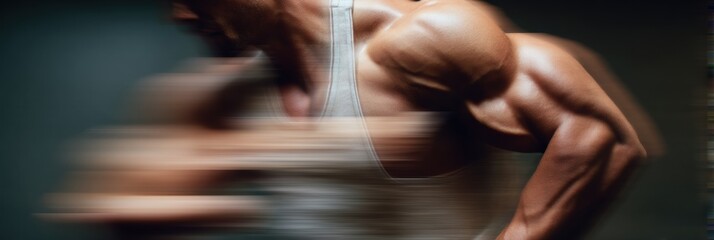 Aufkleber - Muscles Flexed Mid-Rep During a Workout Showing Strength and Motion Blur Captured in an Intense Training Session