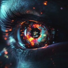 Wall Mural - Eye iris with abstract colorful design