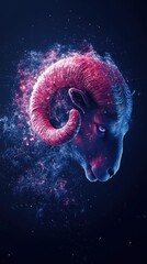 Wall Mural - cosmic ram head in deep space digital art illustration with nebula dust and stars dark background