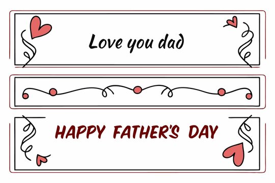 A collection of Happy Father's Day greetings with a white background, handwritten evenly