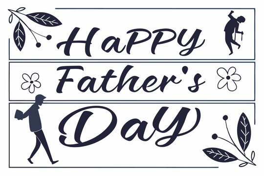 A collection of Happy Father's Day greetings with a white background, handwritten evenly 