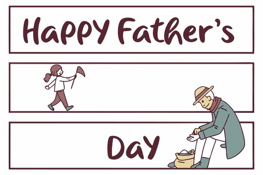 Happy Father's Day Handwritten with Blurred White Heart Background