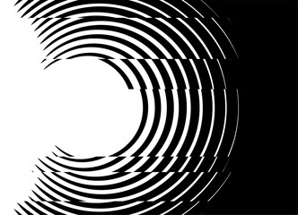 Poster - Abstract rings. Striped black and white pattern with space for text. Vector background. Transition from black to white. For covers, advertising, packaging. Circles