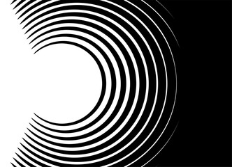 Poster - Abstract rings. Striped black and white pattern with space for text. Vector background. Transition from black to white. For covers, advertising, packaging. Circles