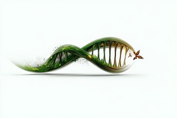 Poster - Nature intertwines with science in a unique representation of a DNA helix showcasing vibrant greenery and a butterfly