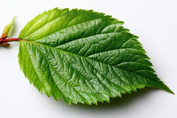 Poster - Close-up view of a vibrant green leaf showcasing intricate leaf structure and veins