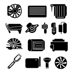 Poster - Modern icons for computer hardware, including hdd memory, ram, microchip, and cpu