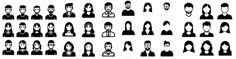 Poster - Modern silhouettes of females and males are used as head profiles