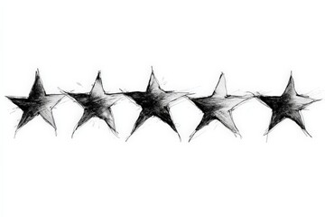 Poster - Creative black and white illustration of five stars arranged in a row, symbolizing excellence and high quality