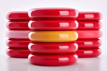 Aufkleber - Colorful stack of round discs in shades of red and yellow arranged neatly on a light surface