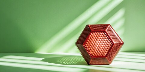 Poster - Dark Red Hexagon Background with Red Light - Dramatic Documentary Photography