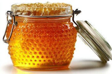 Aufkleber - Natural honey in a decorative jar showcasing its rich golden color and texture, perfect for culinary uses and health benefits