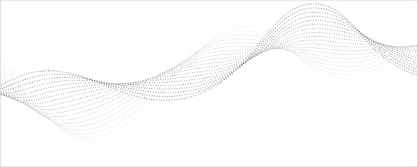 flowing dots particles wave pattern 3d curve halftone black gradient curve shape isolated on white b