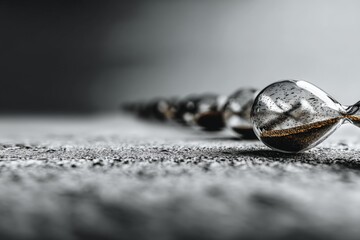 Poster - Creative display of hourglasses lined up on a textured surface, each representing the passage of time in a unique manner