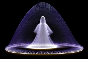 Fototapete - Digital art visualization of a ghostly figure surrounded by glowing light, creating an otherworldly atmosphere in a dark setting