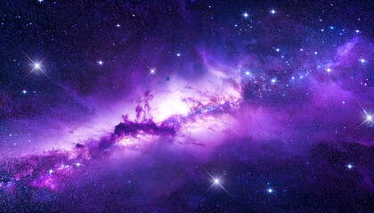 Wall Mural - space background with purple nebula and stars