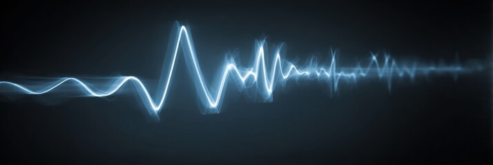 Aufkleber - Abstract Heart Monitor Line With Light Blue Gradient Design on a Dark Background Reflecting Health and Vital Signs in Modern Graphics