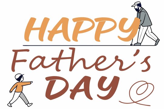 Happy Father's Day Handwritten with Blurred White Heart Background