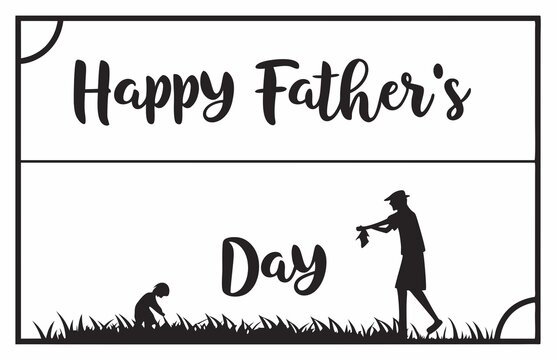 Happy Father's Day Handwritten with Blurred White Heart Background