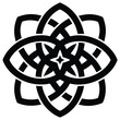 © designboundary - Intricate interlaced black pattern features central star and flowing symmetrical loops creating floral design